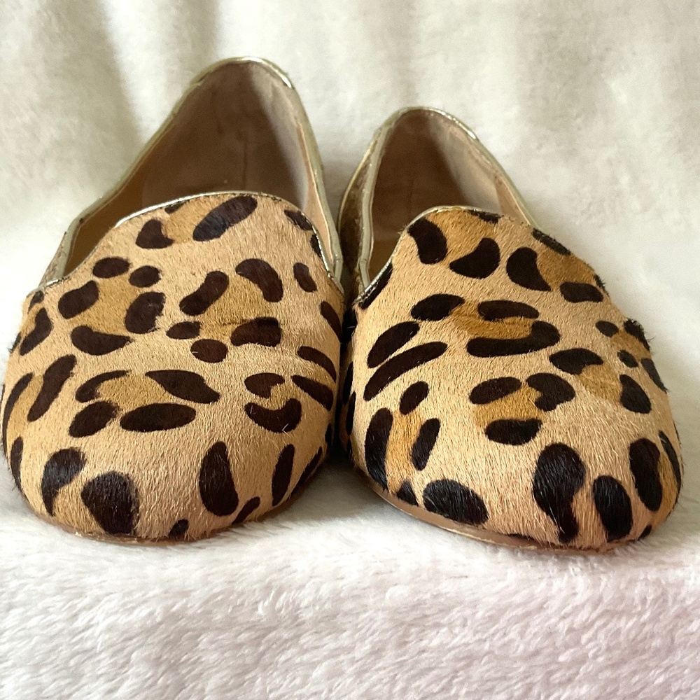Leopard Print IMAN calf hair glittery slip On Block Heel Flats Size 8M - Picture 11 of 14